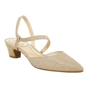 LifeStride Women's Minimalist Slingback Kitten Heel Heel Pumps Gold Size 8 1/2